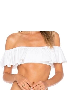 l*space White Off-Shoulder Ruffle Bikini Top